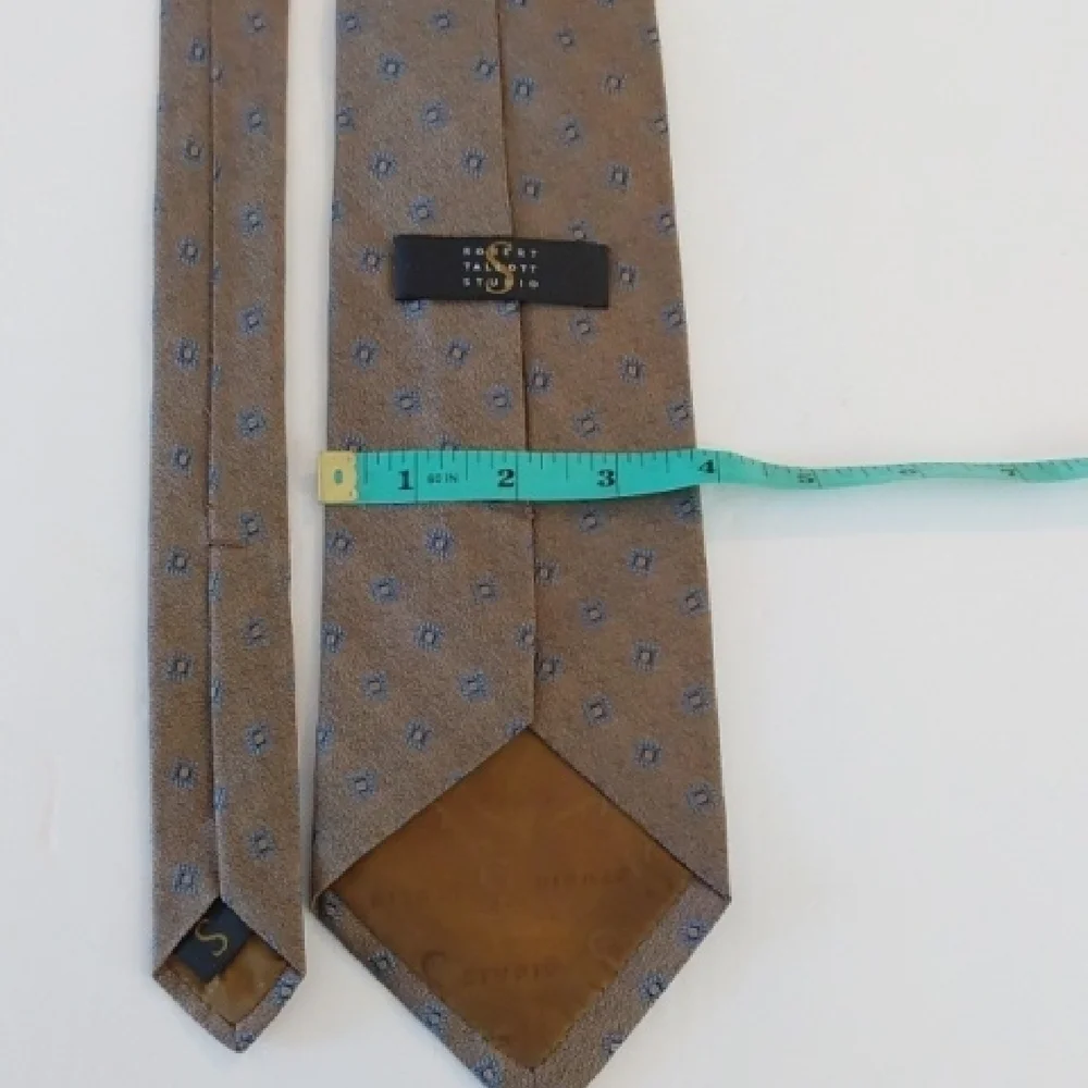 Robert Talbott Studio Mens Silk Tan and Blue Patterned Tie Neutral Sz.58'